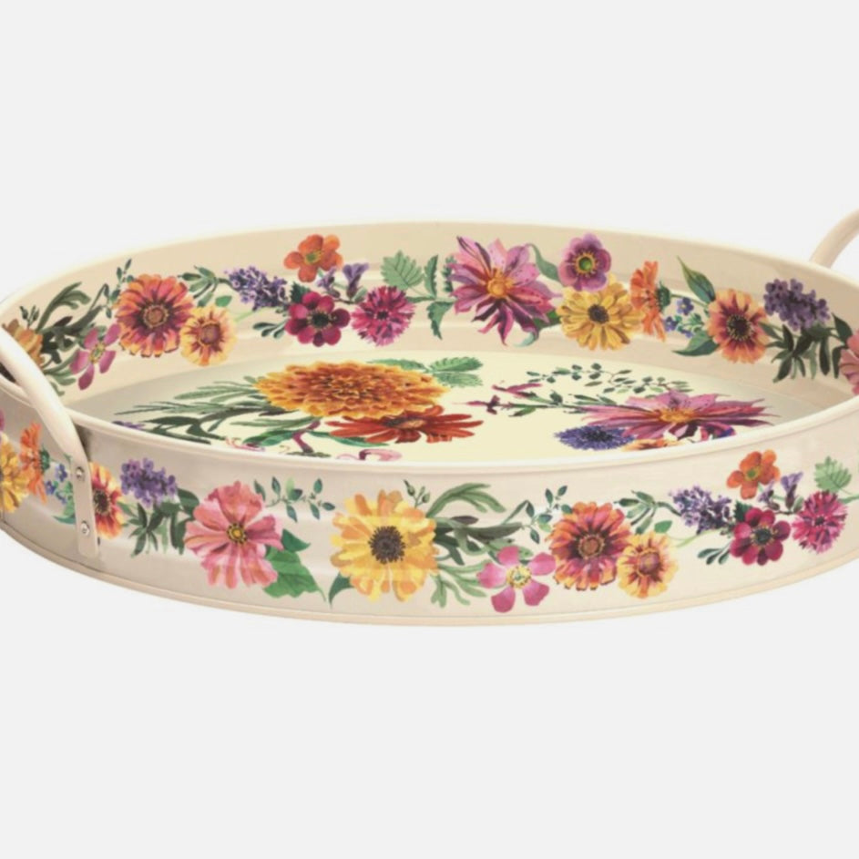 Large Garden Flowers Tin Tray with Handles - THE BRISTOL ARTISAN