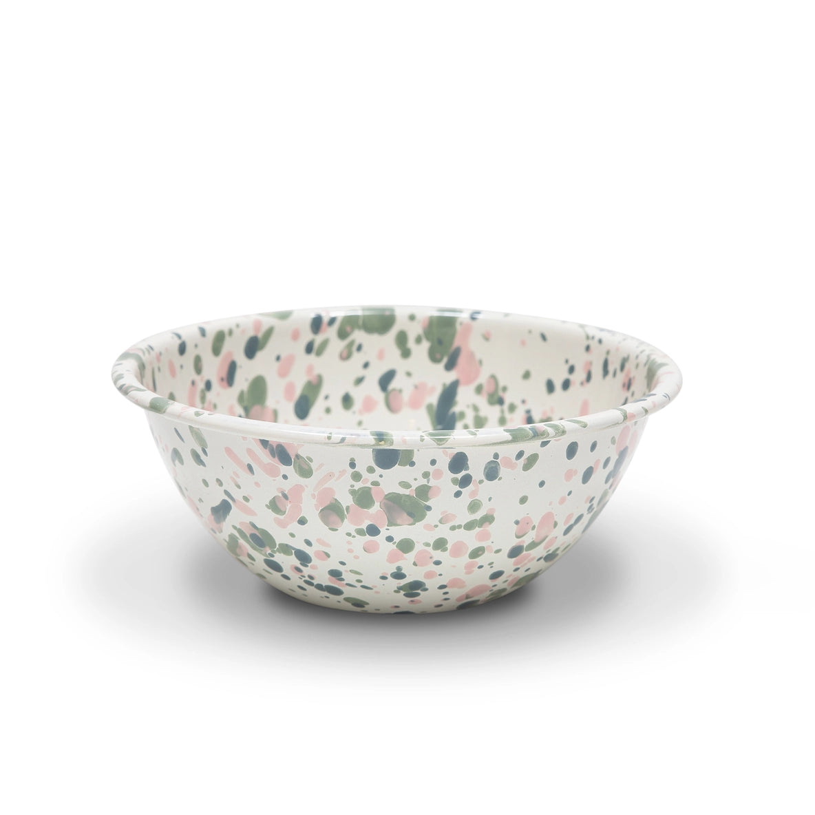 Mint Hibiscus Splatter Enamel Salad Bowl - THE BRISTOL ARTISAN