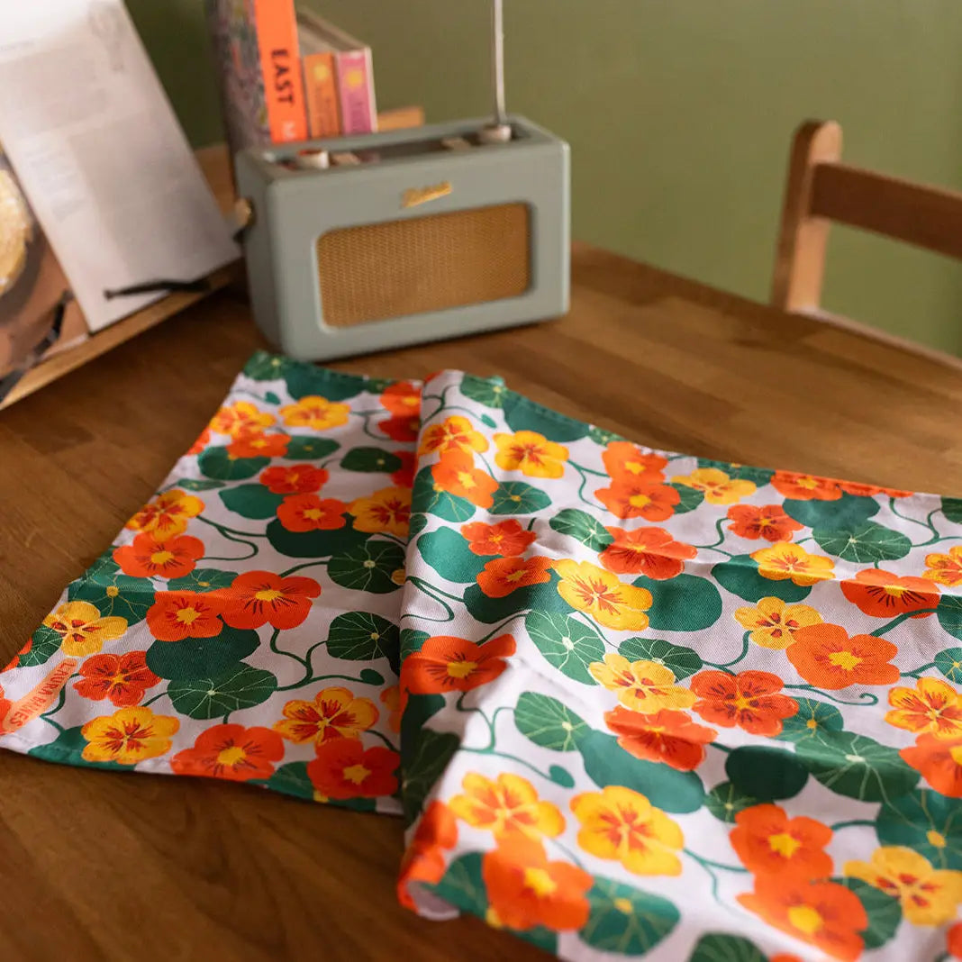 Nasturtium Flowers Organic Cotton Tea Towel - THE BRISTOL ARTISAN