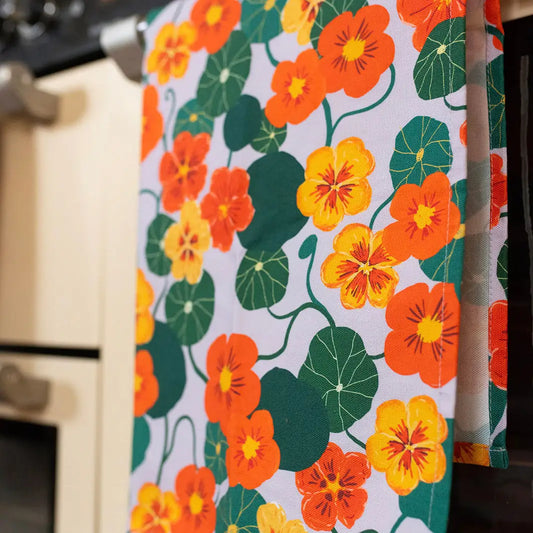 Nasturtium Flowers Organic Cotton Tea Towel - THE BRISTOL ARTISAN