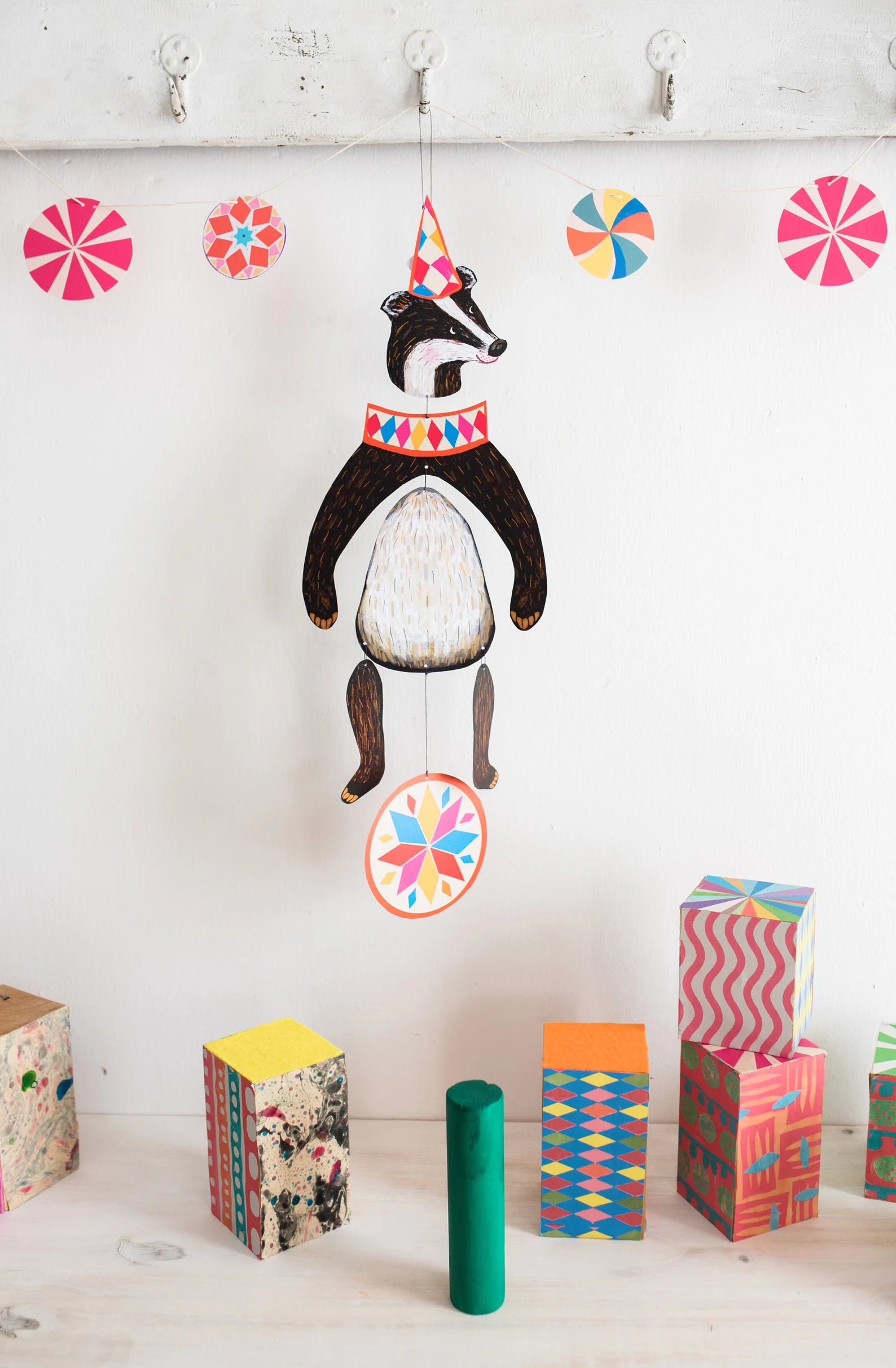 Nursery Room Circus Badger Kinetic Mobile - THE BRISTOL ARTISAN