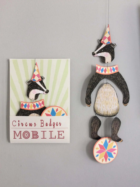 Nursery Room Circus Badger Kinetic Mobile - THE BRISTOL ARTISAN