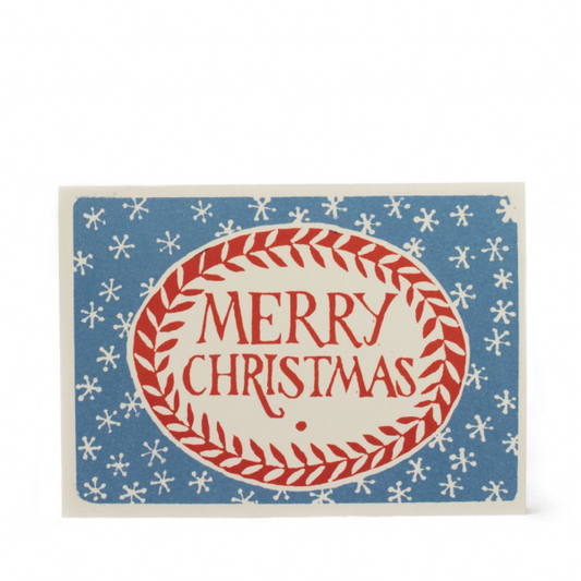 Pack of ten cards - Merry Christmas in blue and red - THE BRISTOL ARTISAN