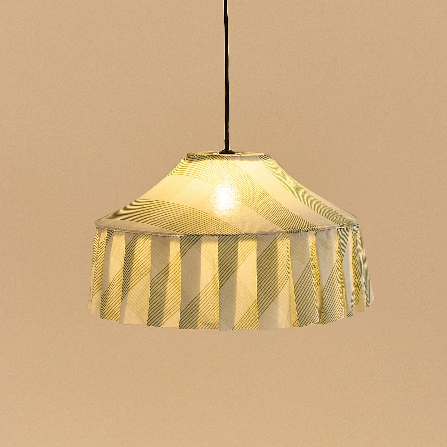 Pendant lampshade Nicole / green stripe - THE BRISTOL ARTISAN