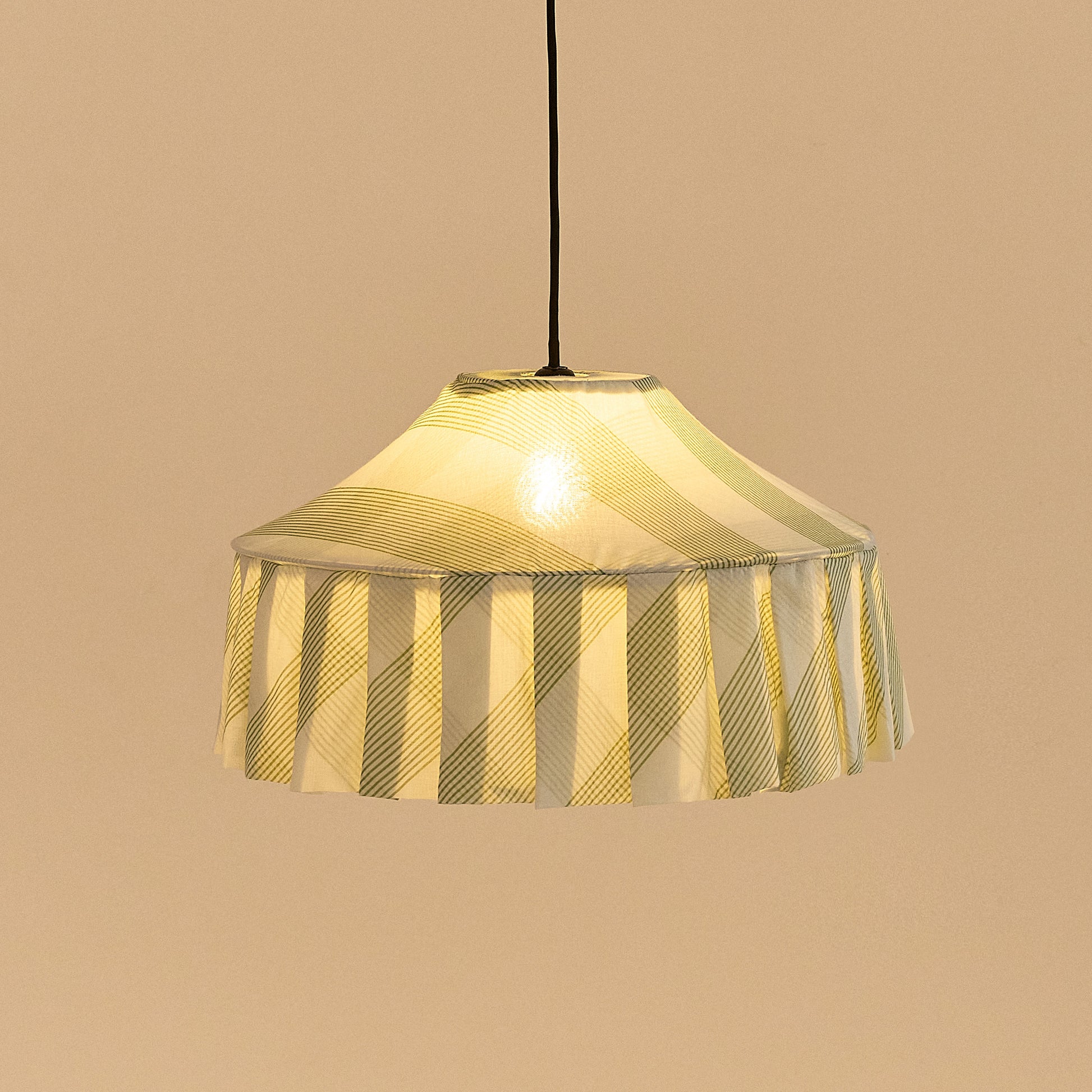 Pendant lampshade Nicole / green stripe - THE BRISTOL ARTISAN