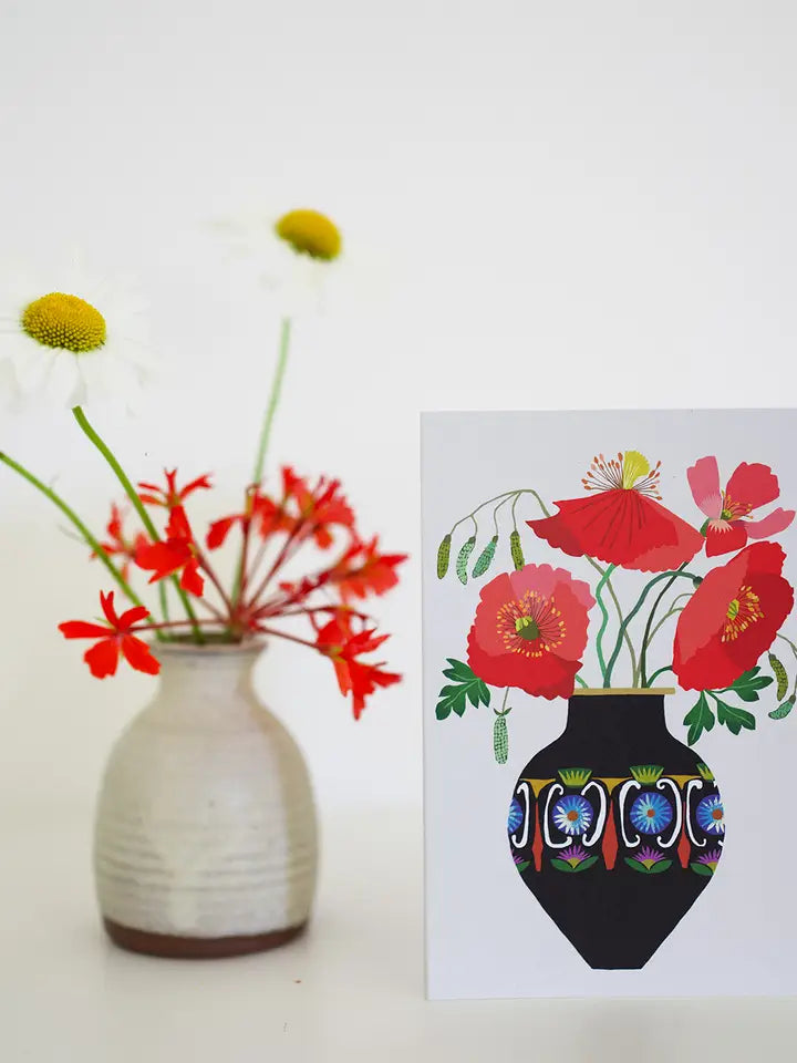 Poppies in a vase card - THE BRISTOL ARTISAN