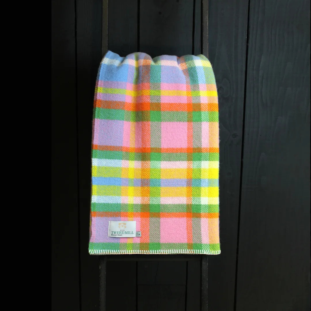 Rainbow Check Blanket Stitch Throw - THE BRISTOL ARTISAN