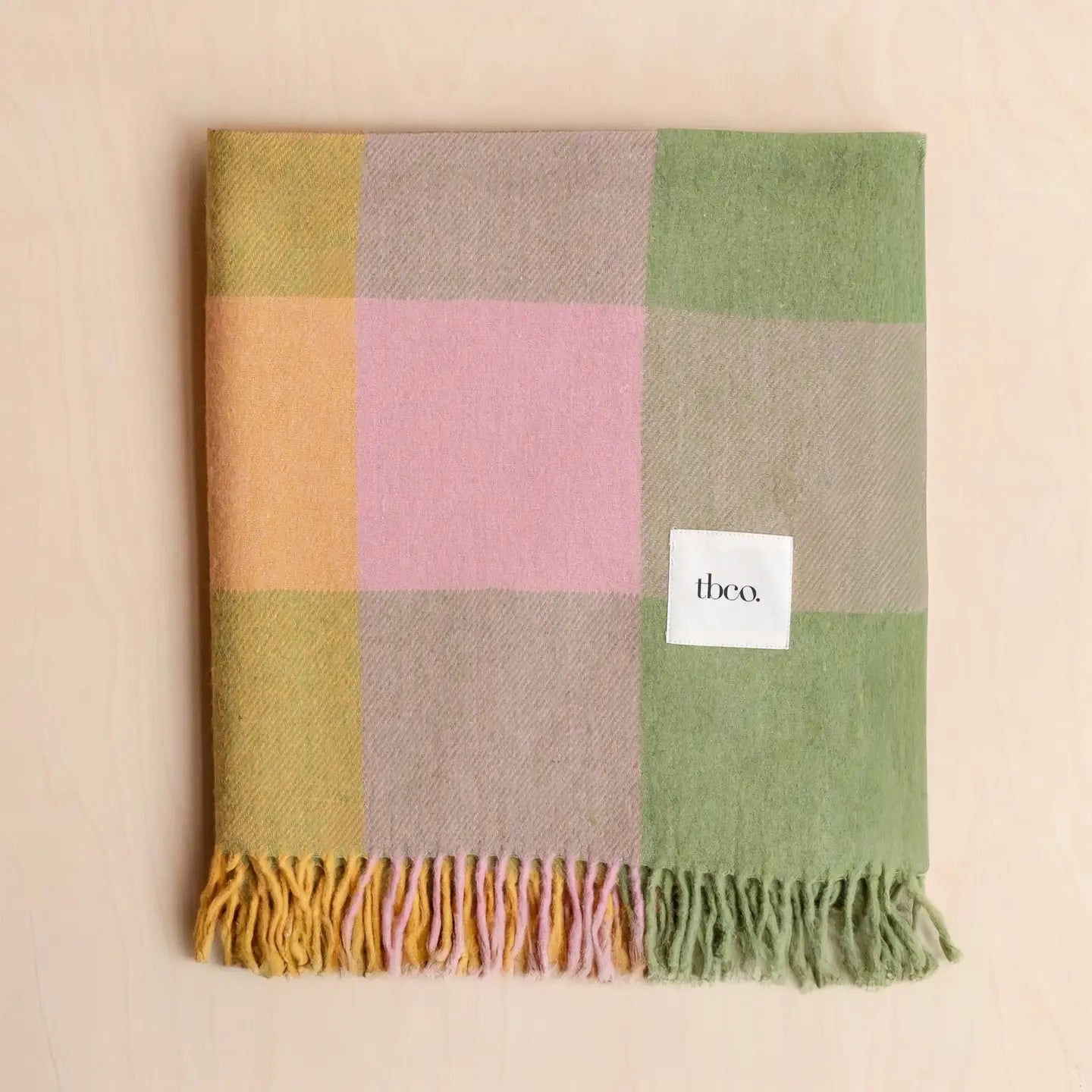 Recycled Wool Blanket in Green Bold Check - THE BRISTOL ARTISAN