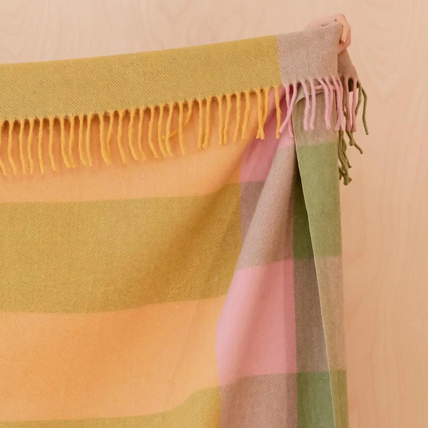 Recycled Wool Blanket in Green Bold Check - THE BRISTOL ARTISAN