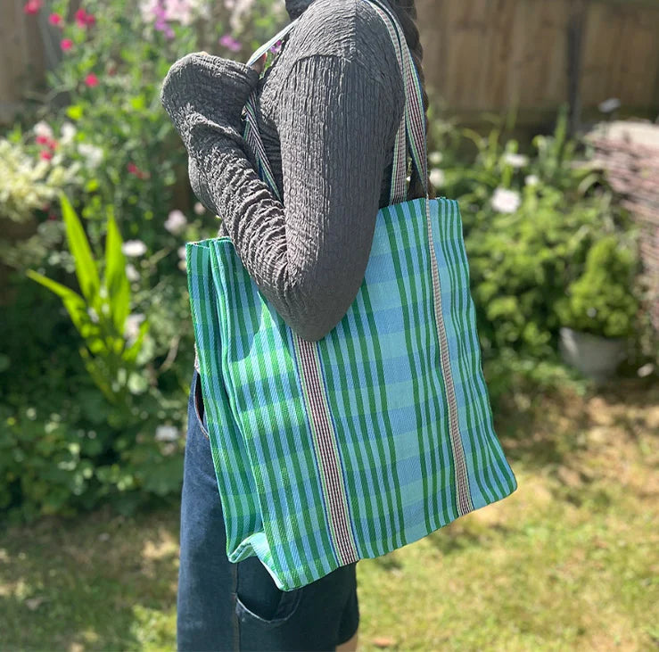 Recycled Woven Tote Bag - Ocean - THE BRISTOL ARTISAN