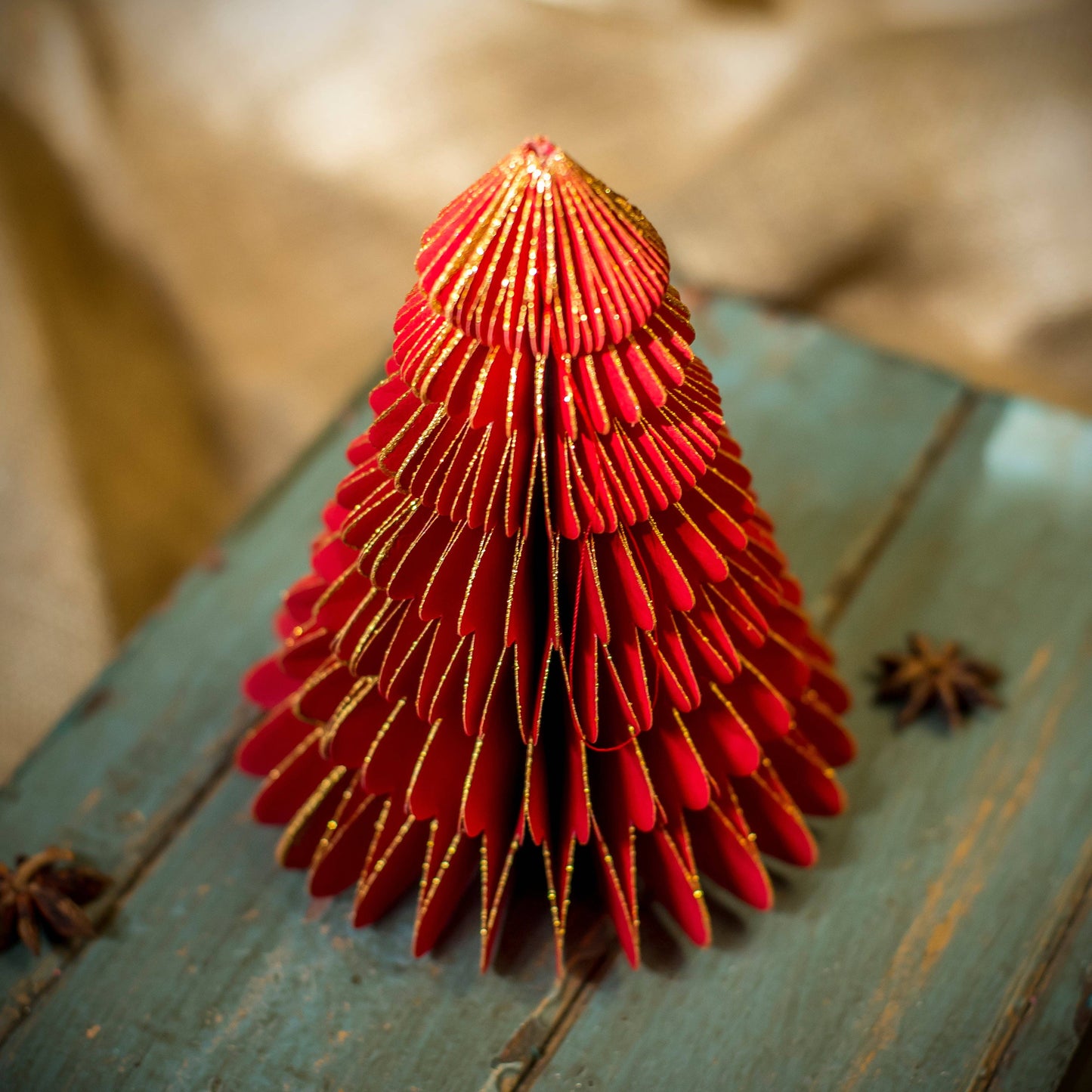 Red Paper Honeycomb Hanging Tree Decoration - THE BRISTOL ARTISAN
