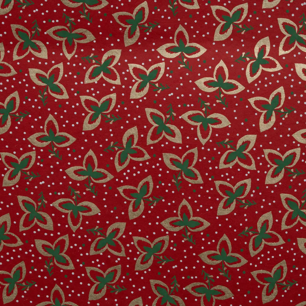 Red Tri-Leaf Paper Gift Bag - Small - THE BRISTOL ARTISAN