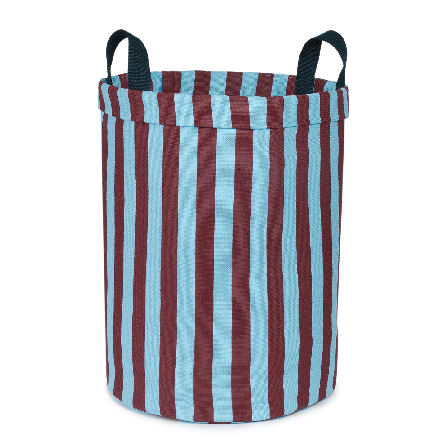 Round large storage basket - burgundy blue stripes - THE BRISTOL ARTISAN