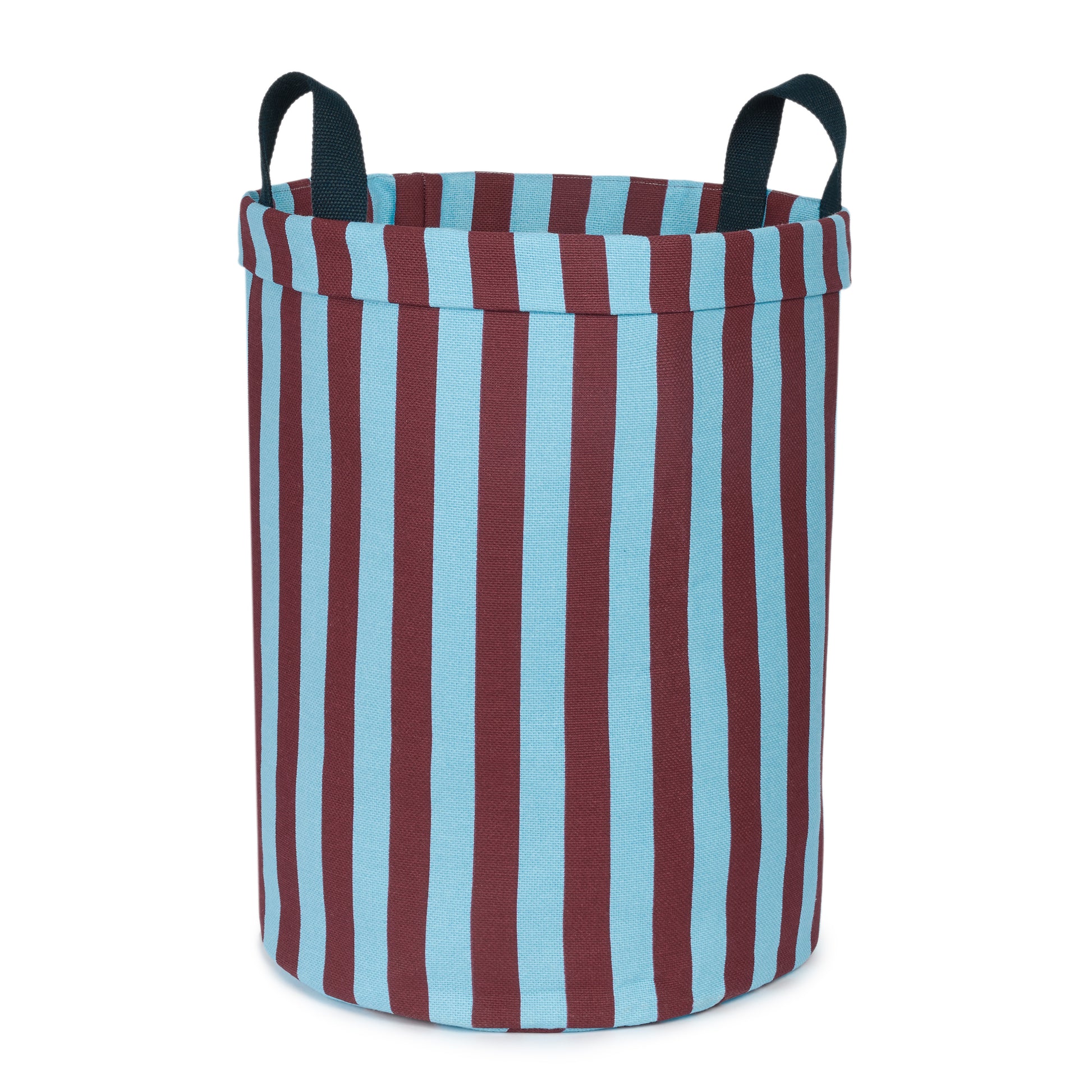 Round large storage basket - burgundy blue stripes - THE BRISTOL ARTISAN