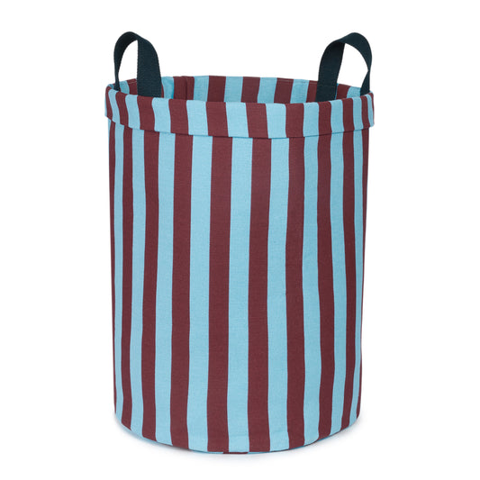 Round large storage basket - burgundy blue stripes - THE BRISTOL ARTISAN