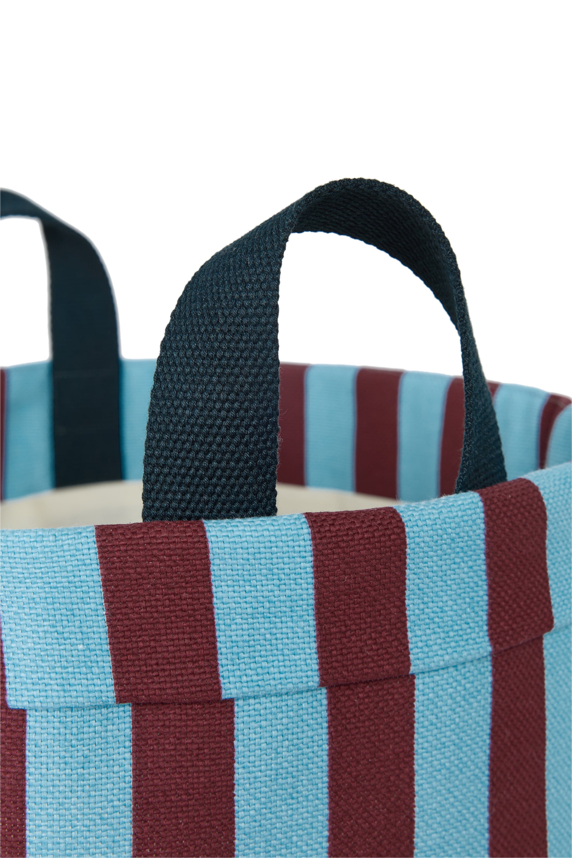 Round large storage basket - burgundy blue stripes - THE BRISTOL ARTISAN
