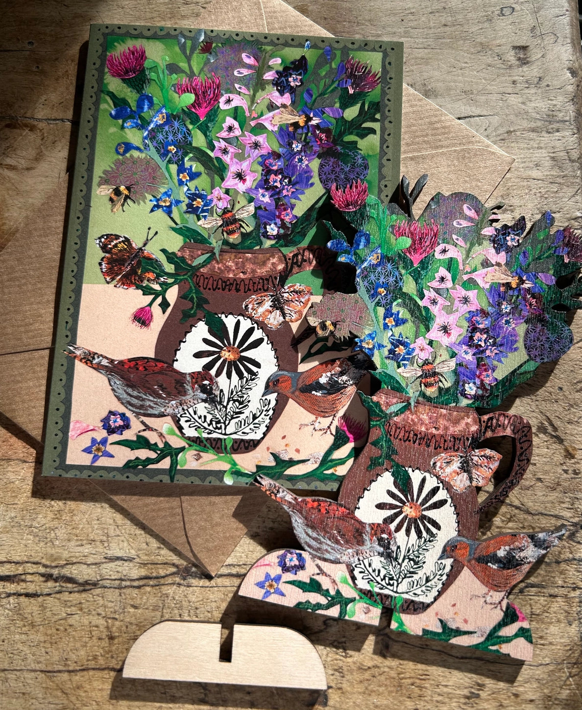 Summer Blooms Card with Birch Keepsake and Stand - THE BRISTOL ARTISAN