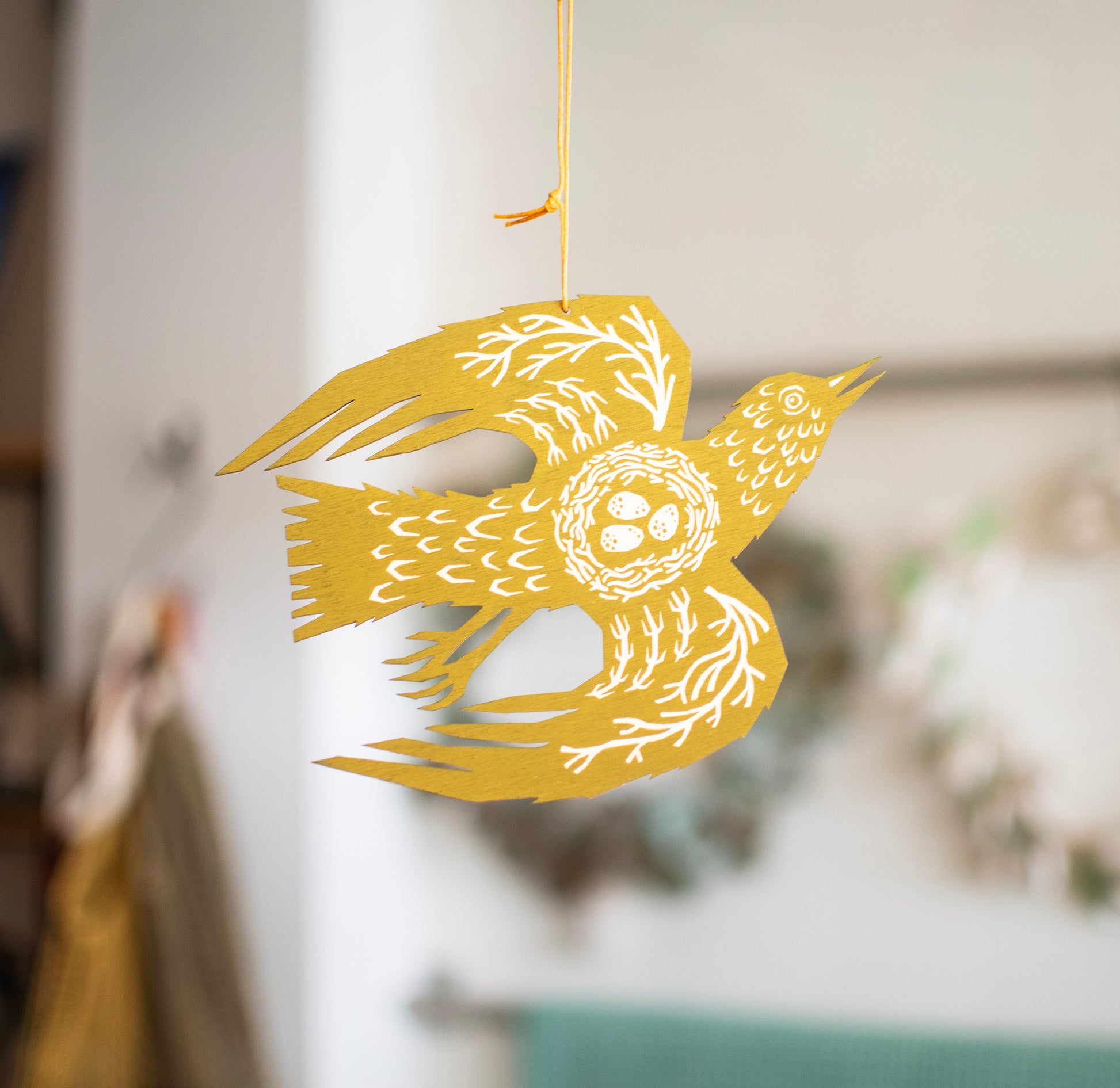 Screenprinted Wooden Decoration - Woodland Bird - THE BRISTOL ARTISAN