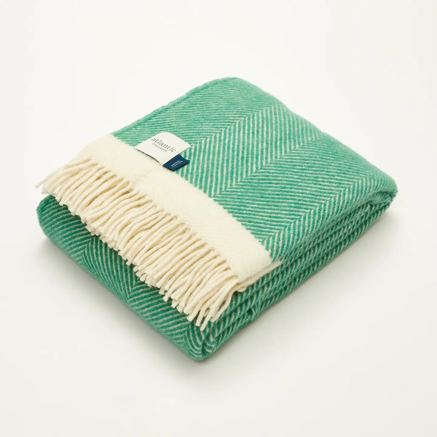 Sea Green Herringbone Wool Throw Blanket - THE BRISTOL ARTISAN