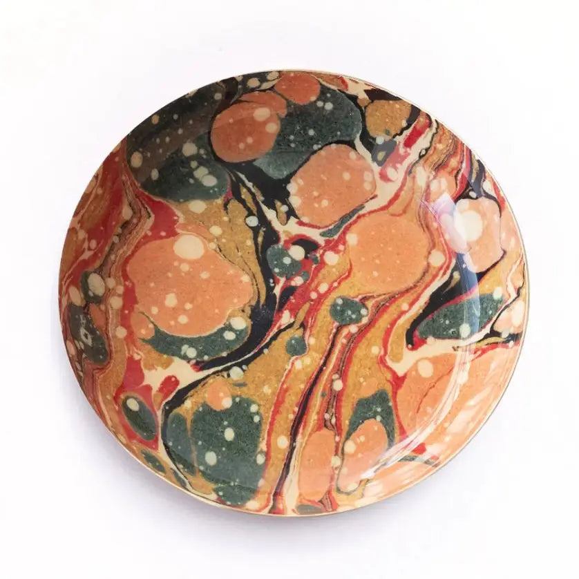 Small Enamel Round Tray - Red Marbled - THE BRISTOL ARTISAN
