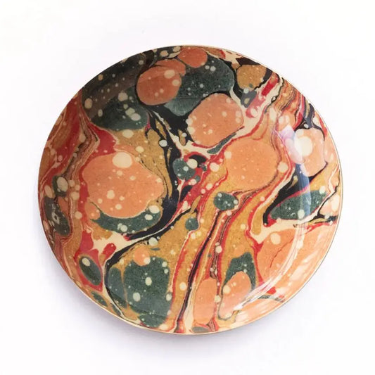 Small Enamel Round Tray - Red Marbled - THE BRISTOL ARTISAN