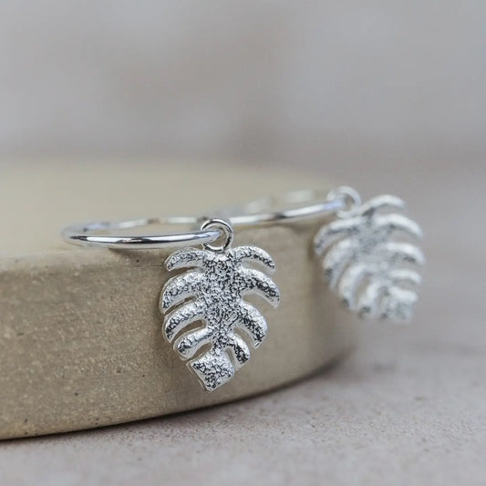 Sterling Silver Monstera Hoop Earrings - THE BRISTOL ARTISAN
