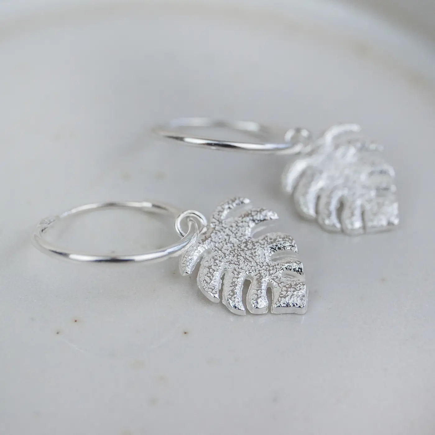 Sterling Silver Monstera Hoop Earrings - THE BRISTOL ARTISAN