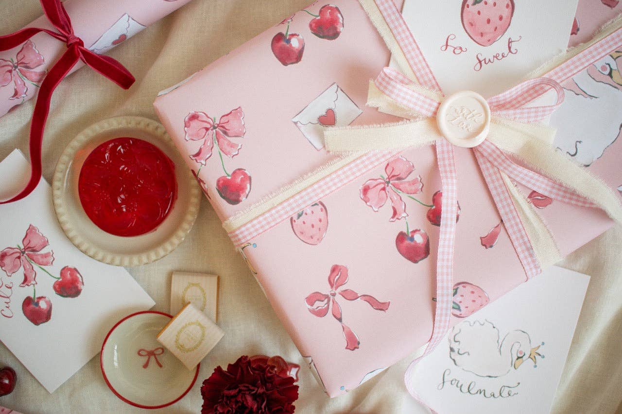Strawberries and Cream Gift Wrap - THE BRISTOL ARTISAN