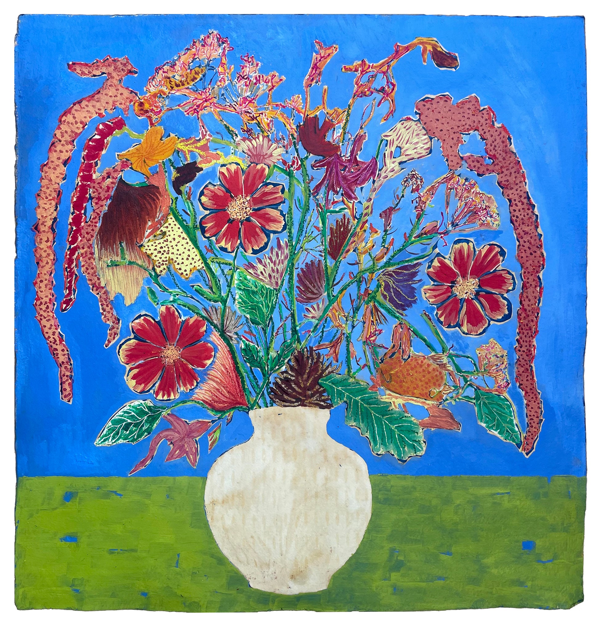 Summer Vase Amaranth Oak and Fennel oil painting by Sophie Rees - THE BRISTOL ARTISAN