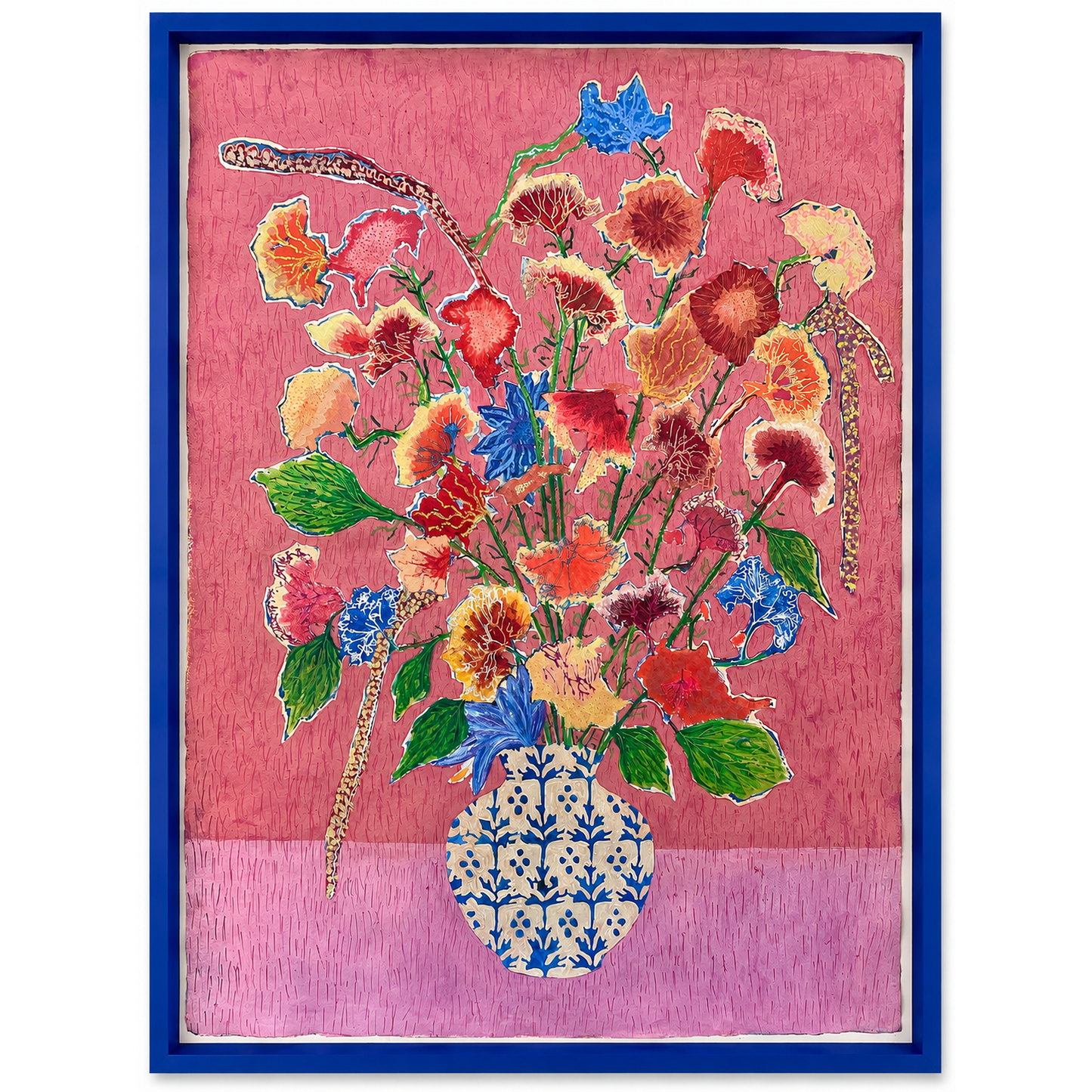 Summer Vase Dahlias and Amaranth oil painting by Sophie Rees - THE BRISTOL ARTISAN