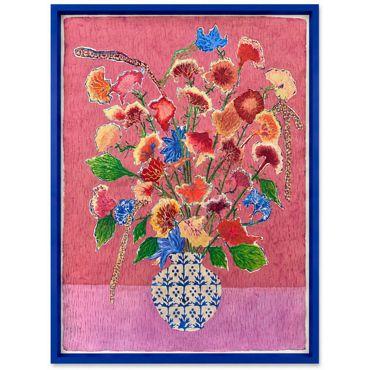Summer Vase Dahlias and Amaranth oil painting by Sophie Rees - THE BRISTOL ARTISAN