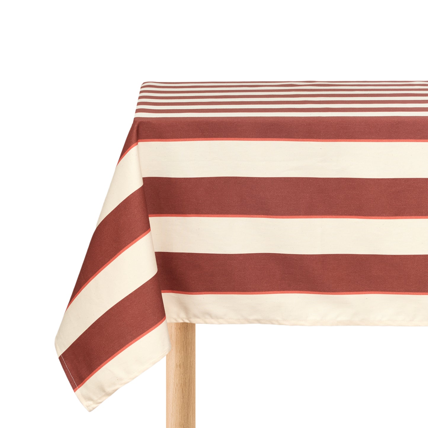 Tablecloth 150 x 250 cm - maroon cabana stripes - THE BRISTOL ARTISAN