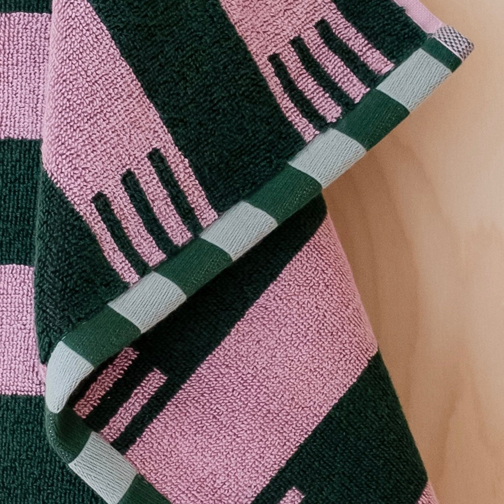 Terry Cotton Hand Towel - Rose Stripe - THE BRISTOL ARTISAN