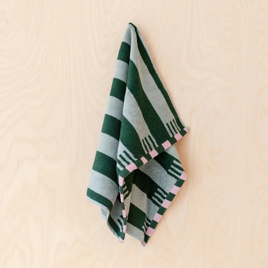 Terry Cotton Towel in Green Stripe - THE BRISTOL ARTISAN