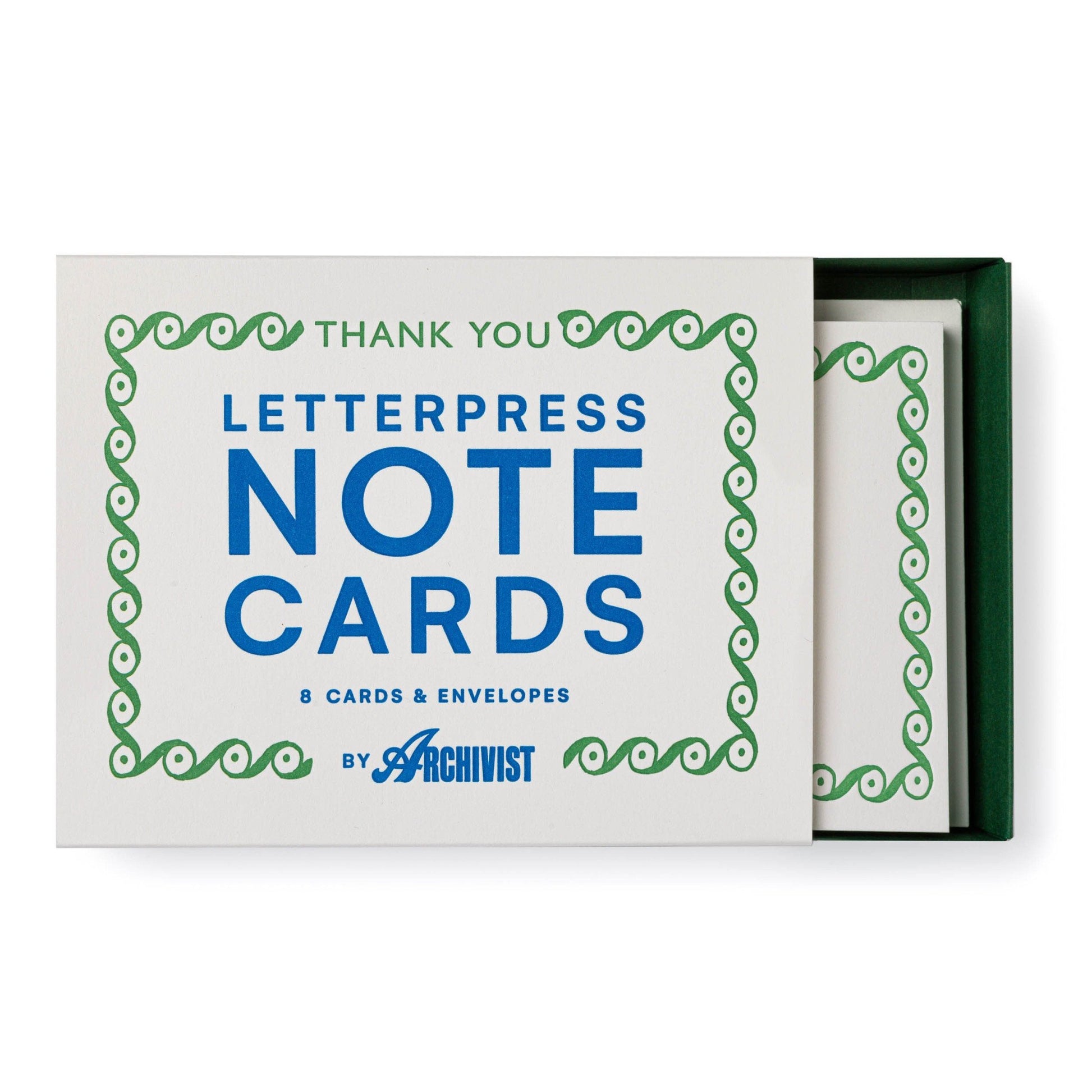 ‘Thank You’ Green Notecards Set - THE BRISTOL ARTISAN