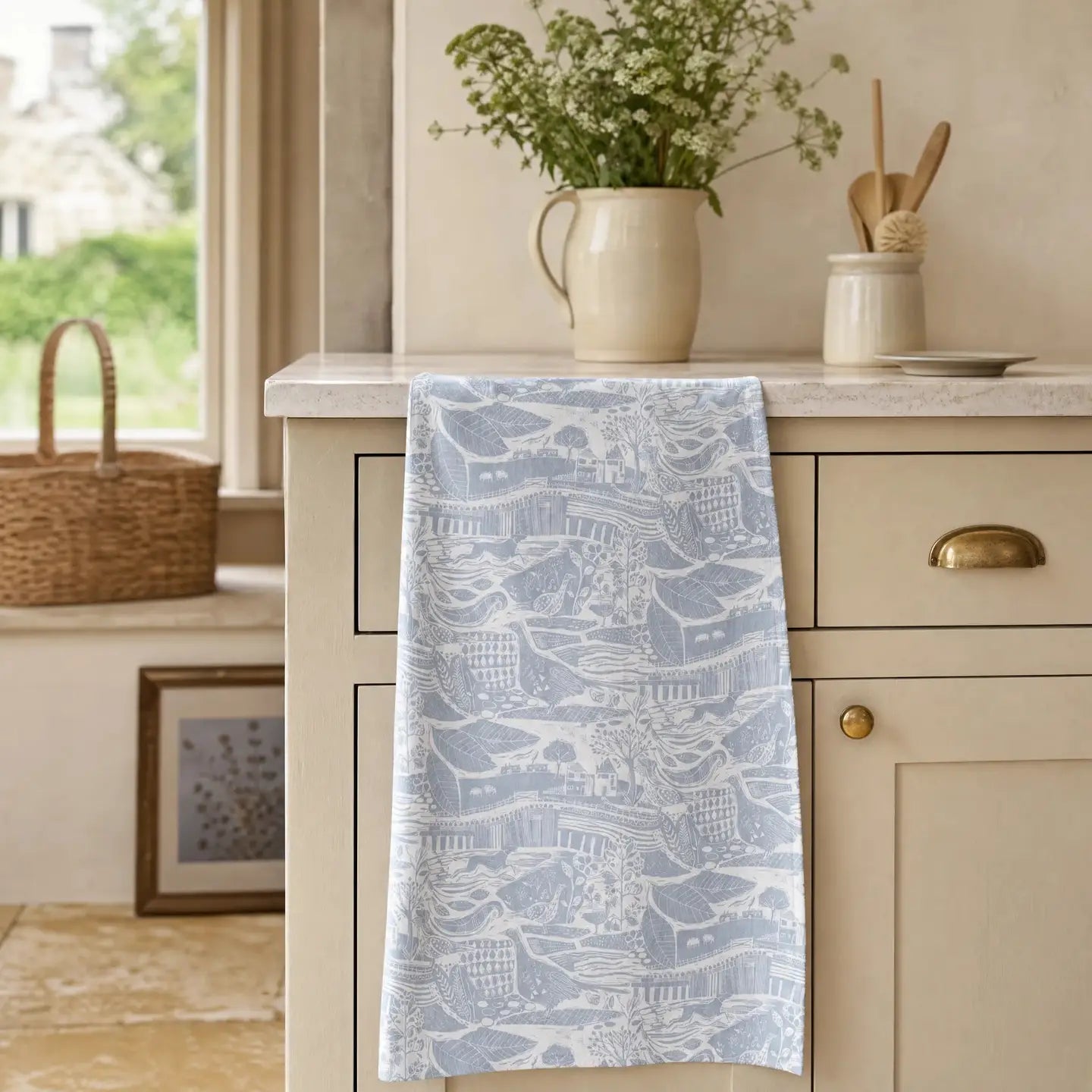 Through the Fields Duck Egg Blue Tea Towel - THE BRISTOL ARTISAN