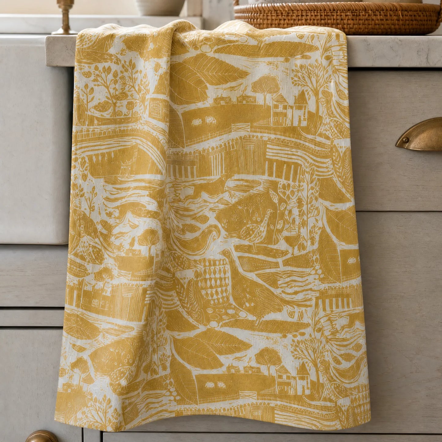 Through the Fields Ochre Tea Towel - THE BRISTOL ARTISAN