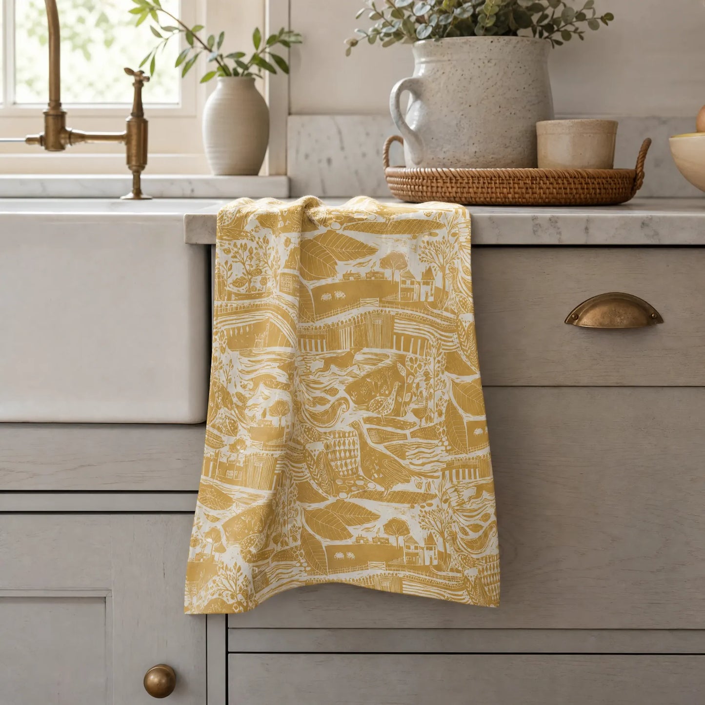 Through the Fields Ochre Tea Towel - THE BRISTOL ARTISAN
