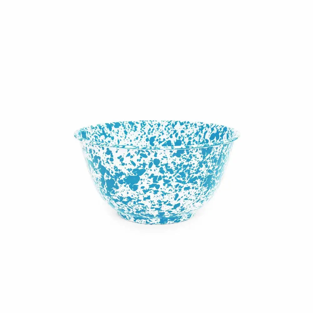 Turquoise Splatter Enamel Salad Bowl - THE BRISTOL ARTISAN