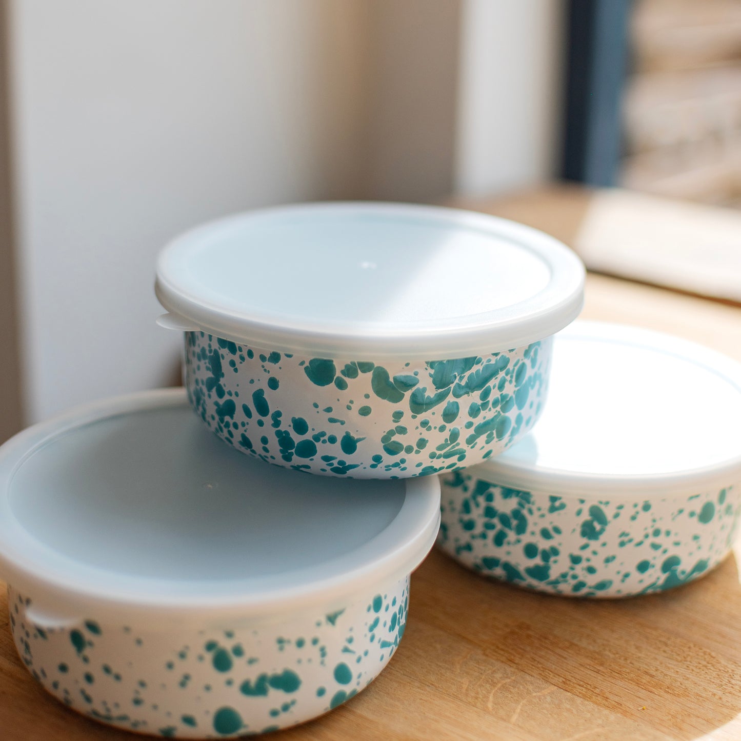 Turquoise Splatter Enamel Storage Box - THE BRISTOL ARTISAN