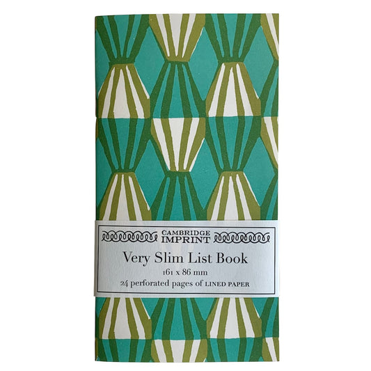 Very Slim List Book Threadwork Sap Green and Turquoise - THE BRISTOL ARTISAN