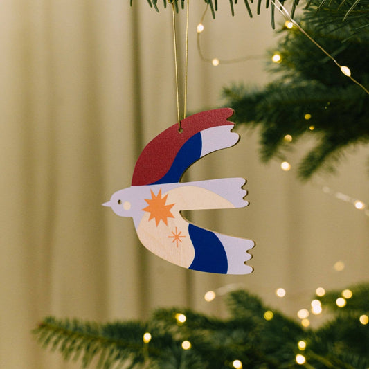 Wooden Bird Christmas tree hanging decoration - THE BRISTOL ARTISAN