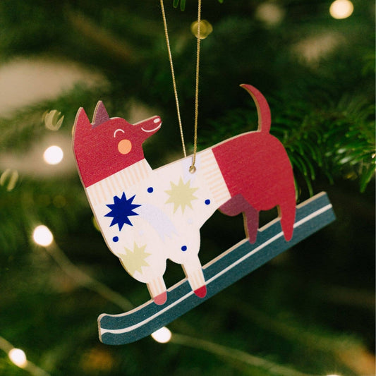 Wooden Dog Christmas tree hanging decoration - THE BRISTOL ARTISAN