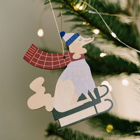 Wooden dog Christmas tree hanging decoration - THE BRISTOL ARTISAN