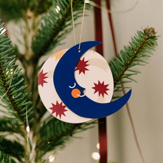 Wooden Moon Christmas tree hanging decoration - THE BRISTOL ARTISAN