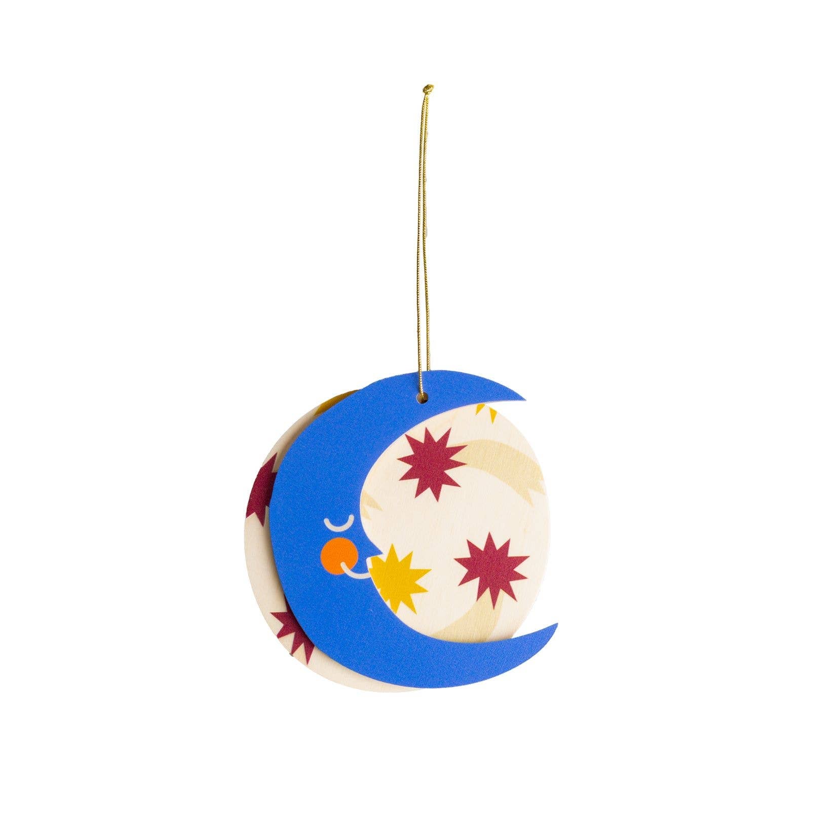 Wooden Moon Christmas tree hanging decoration - THE BRISTOL ARTISAN