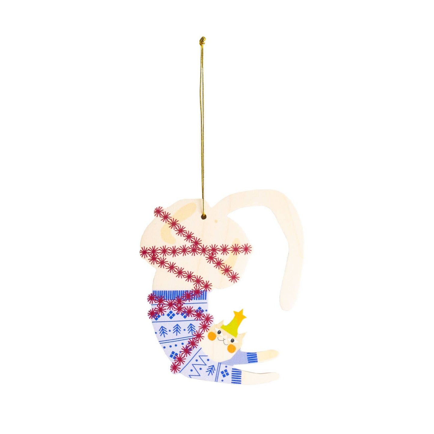 Wooden Playful Cat Christmas tree hanging decoration ornament - THE BRISTOL ARTISAN