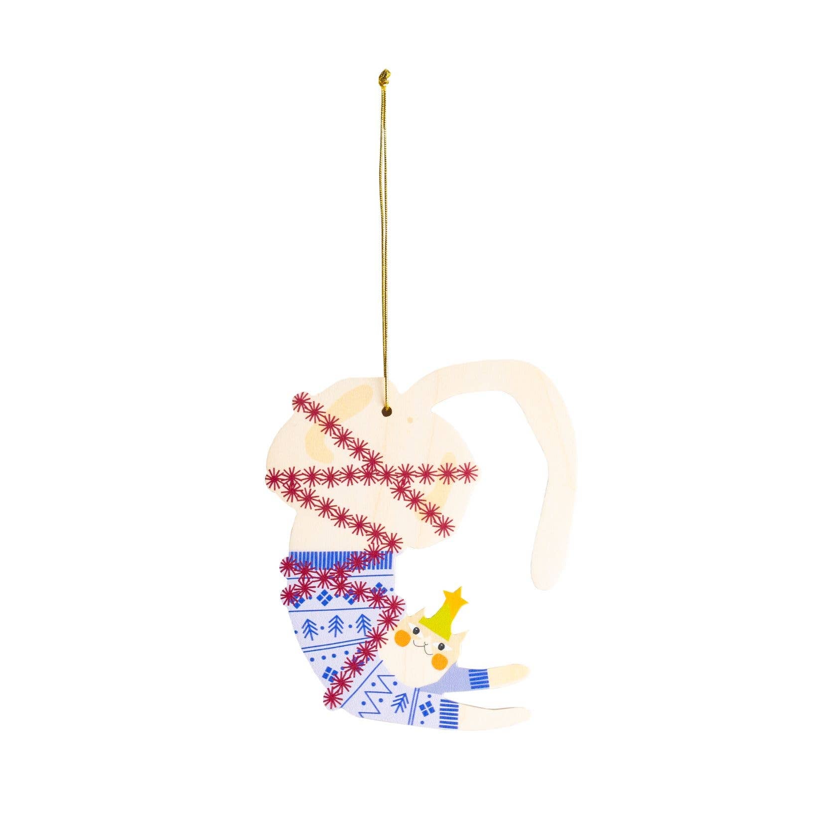 Wooden Playful Cat Christmas tree hanging decoration ornament - THE BRISTOL ARTISAN