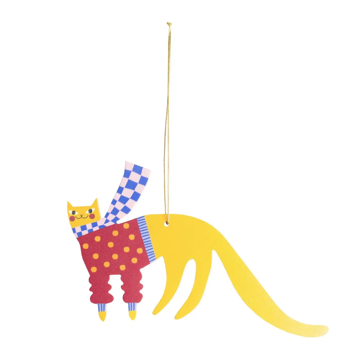 Wooden Yellow Cat Christmas tree hanging decoration - THE BRISTOL ARTISAN