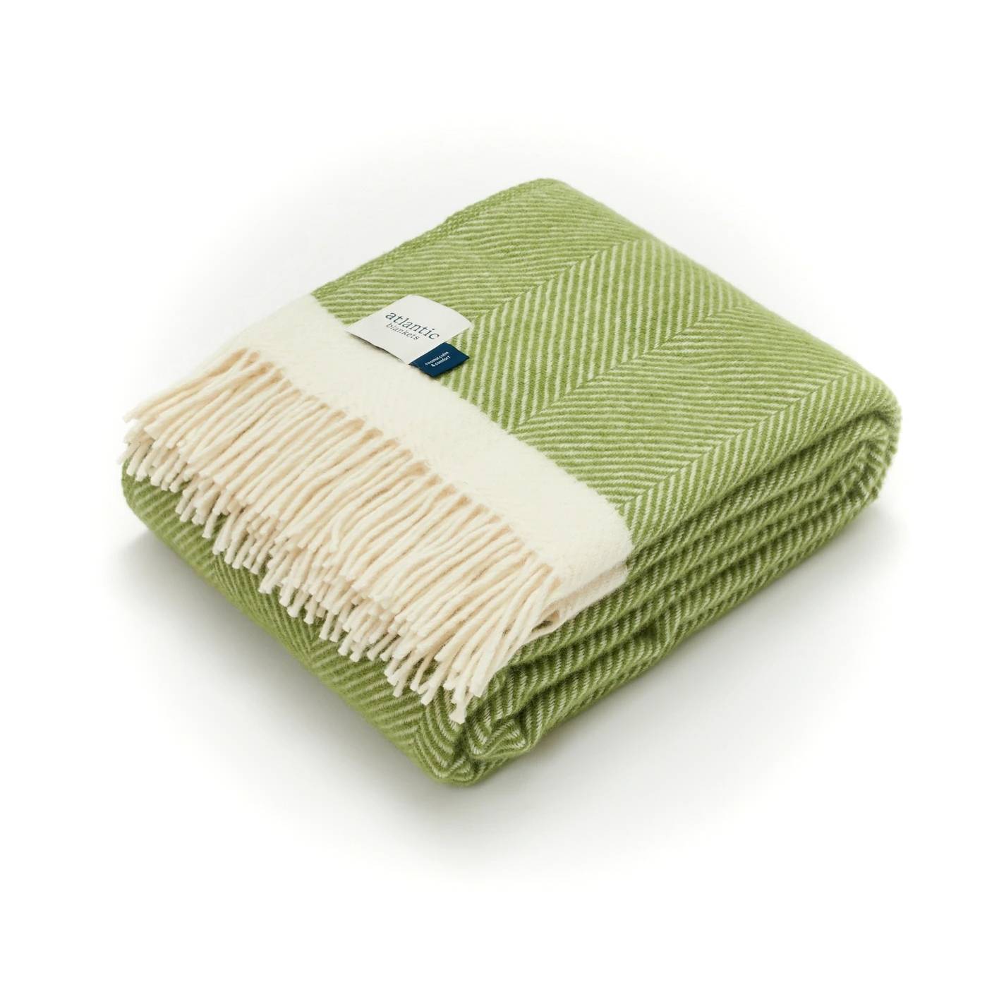 Kelp Green Herringbone Wool Throw Blanket - THE BRISTOL ARTISAN